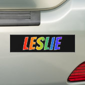 Voornaam "LESLIE": Leuke Regenboog Kleur Bumpersticker (Op auto)