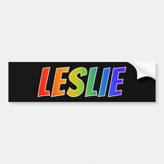 Voornaam "LESLIE": Leuke Regenboog Kleur Bumpersticker (Voorkant)