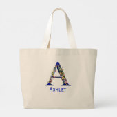 Voornaam Letter A gepersonaliseerd Grote Tote Bag (Achterkant)