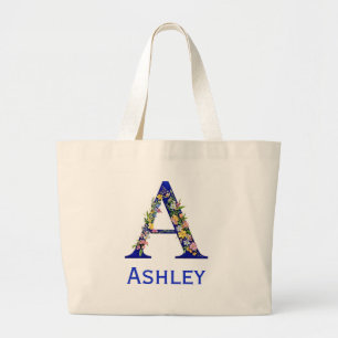 Voornaam Letter A gepersonaliseerd Grote Tote Bag