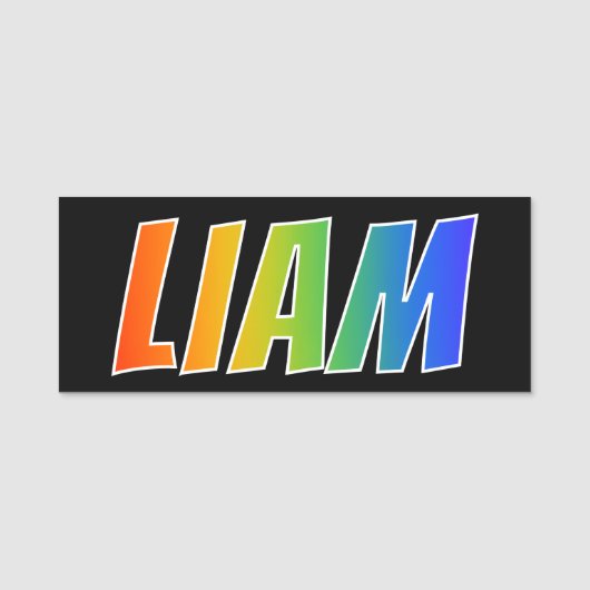 Voornaam "LIAM": Fun Rainbow-kleuren Naamplaatje (Voorkant)