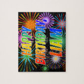 Voornaam "LIAM", geun "HAPPY BIRTHDAY" Legpuzzel (Verticaal)