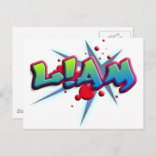 Voornaam Liam met! als i Briefkaart (Voorkant / Achterkant)