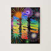 Voornaam "LILY", geun "HAPPY BIRTHDAY" Legpuzzel (Verticaal)