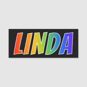 Voornaam "LINDA": Fun Rainbow-kleuren Naamplaatje