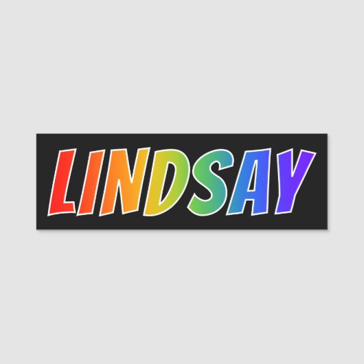 Voornaam "LINDSAY": vun regenboogkleuren Naamplaatje (Voorkant)