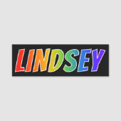 Voornaam "LINDSEY": Fun Rainbow Coloring Naamplaatje (Voorkant)