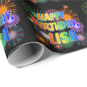 Voornaam "LISA", gefingeerd "HAPPY BIRTHDAY" Cadeaupapier (Rol Hoek)