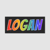 Voornaam "LOGAN": Fun Rainbow-kleuren Naamplaatje (Voorkant)