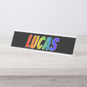 Voornaam "LUCAS": Fun Rainbow-kleuren Bureau Naambordje (Voorkant)