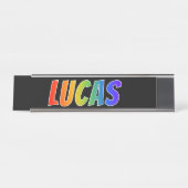 Voornaam "LUCAS": Fun Rainbow-kleuren Bureau Naambordje (Voorkant)