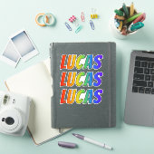 Voornaam "LUCAS" w / Fun Rainbow Coloring Sticker (iPad Cover)