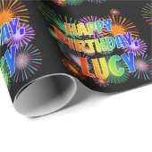 Voornaam "LUCY", geun "HAPPY BIRTHDAY" Cadeaupapier (Rol Hoek)