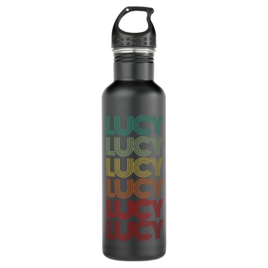 Voornaam LUCY Girl Retro Personalized Groovy 60's Waterfles (Voorkant)