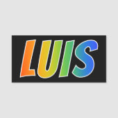Voornaam "LUIS": Fun Rainbow-kleuren Naamplaatje (Voorkant)