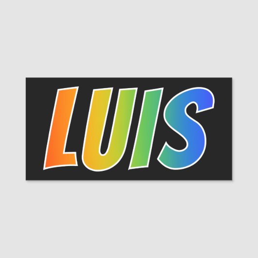 Voornaam "LUIS": Fun Rainbow-kleuren Naamplaatje (Voorkant)