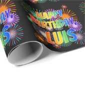 Voornaam "LUIS", vun "HAPPY BIRTHDAY" Cadeaupapier (Rol Hoek)
