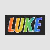 Voornaam "LUKE": Fun Rainbow-kleuren Naamplaatje (Voorkant)
