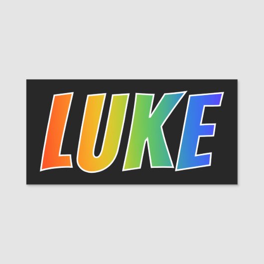 Voornaam "LUKE": Fun Rainbow-kleuren Naamplaatje (Voorkant)