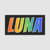 Voornaam "LUNA": Fun Rainbow-kleuren Naamplaatje (Voorkant)
