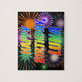 Voornaam "LUNA", geun "HAPPY BIRTHDAY" Legpuzzel (Verticaal)