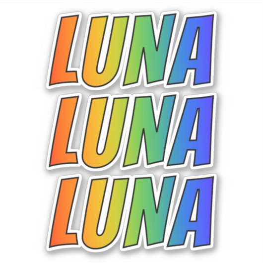 Voornaam "LUNA" w / Fun Rainbow Coloring Sticker (Voorkant)
