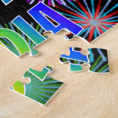 Voornaam "LYDIA", geun "HAPPY BIRTHDAY" Legpuzzel (Zijkant)