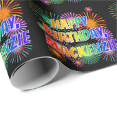 Voornaam "MACKENZIE", gedenatuurd "HAPPY BIRTHDAY" Cadeaupapier (Rol Hoek)