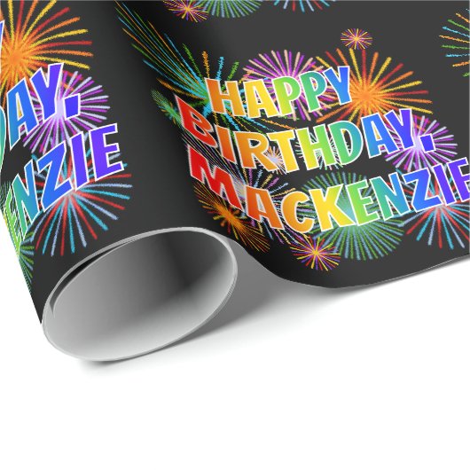 Voornaam "MACKENZIE", gedenatuurd "HAPPY BIRTHDAY" Cadeaupapier (Rol Hoek)