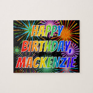 Voornaam "MACKENZIE", gedenatuurd "HAPPY BIRTHDAY" Legpuzzel