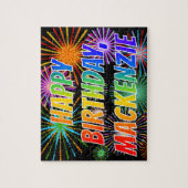 Voornaam "MACKENZIE", gedenatuurd "HAPPY BIRTHDAY" Legpuzzel (Verticaal)