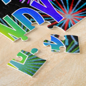 Voornaam "MANDY", afgekort "HAPPY BIRTHDAY" Legpuzzel (Zijkant)