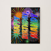 Voornaam "MANDY", afgekort "HAPPY BIRTHDAY" Legpuzzel (Verticaal)