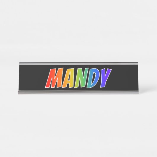 Voornaam "MANDY": Fun Rainbow Coloring Bureau Naambordje (Voorkant)
