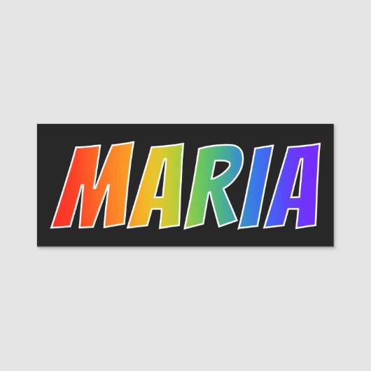 Voornaam "MARIA": Fun Rainbow-kleuren Naamplaatje (Voorkant)
