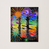 Voornaam "MARIA", geun "HAPPY BIRTHDAY" Legpuzzel (Verticaal)