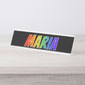 Voornaam "MARIA": vun regenboogkleuren Bureau Naambordje (Voorkant)