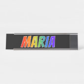 Voornaam "MARIA": vun regenboogkleuren Bureau Naambordje (Voorkant)