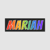 Voornaam "MARIAH": vun regenboogkleuren Naamplaatje (Voorkant)