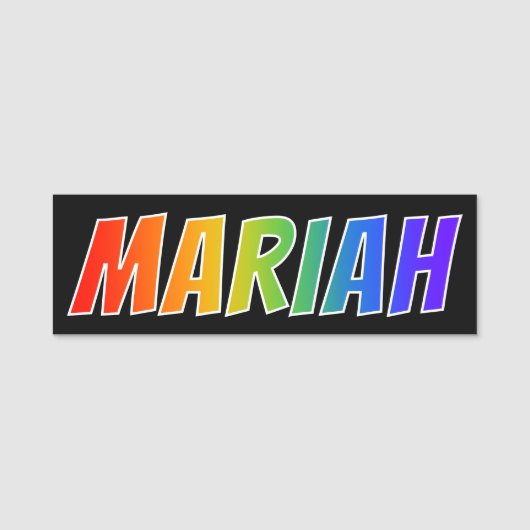 Voornaam "MARIAH": vun regenboogkleuren Naamplaatje (Voorkant)