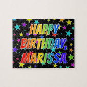 Voornaam "MARISSA", geun "HAPPY BIRTHDAY" Legpuzzel (Horizontaal)
