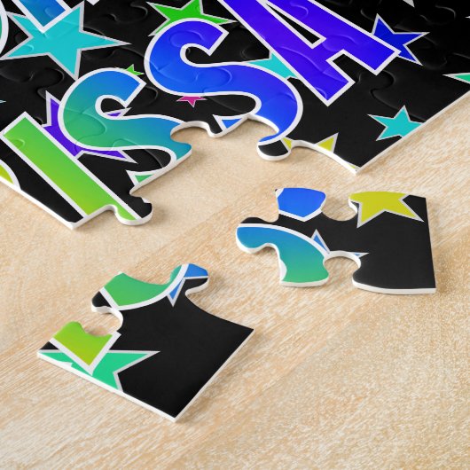 Voornaam "MARISSA", geun "HAPPY BIRTHDAY" Legpuzzel (Zijkant)