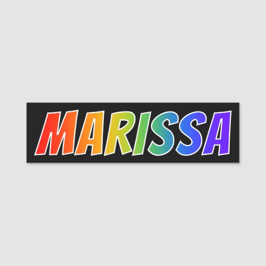 Voornaam "MARISSA": vun regenboogkleuren Naamplaatje (Voorkant)