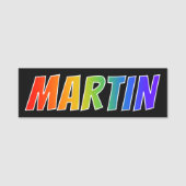 Voornaam "MARTIN": Fun Rainbow-kleuren Naamplaatje (Voorkant)