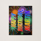 Voornaam "MARTIN", geun "HAPPY BIRTHDAY" Legpuzzel (Verticaal)