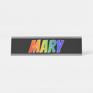 Voornaam "MARY": Regenboogkleuren Bureau Naambordje