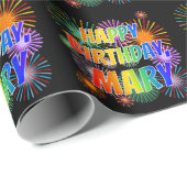 Voornaam "MARY", vun "HAPPY BIRTHDAY" Cadeaupapier (Rol Hoek)