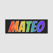 Voornaam "MATEO": Fun Rainbow-kleuren Naamplaatje (Voorkant)