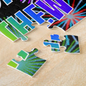 Voornaam "MATTHEW", geun "HAPPY BIRTHDAY" Legpuzzel (Zijkant)