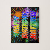Voornaam "MATTHEW", geun "HAPPY BIRTHDAY" Legpuzzel (Verticaal)